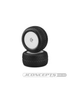 JConcepts Twin Pin - pink compound - pre-mounted, white wheels (2pcs)(Fits - Losi Mini-T 2.0 | Mini-B rear)