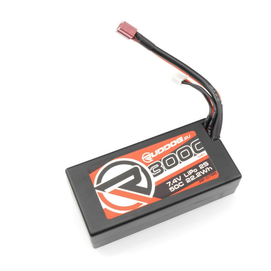 RUDDOG 3000mAh 50C 7.4V LiPo Short Stick Pack Battery with T-Plug