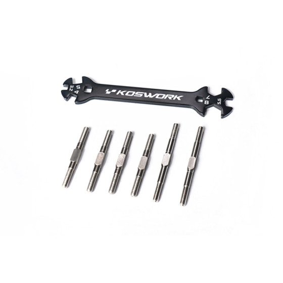 Koswork Tamiya BBX Steel Heavy Duty Turnbuckle Set (6pcs, w/wrench) BB-01