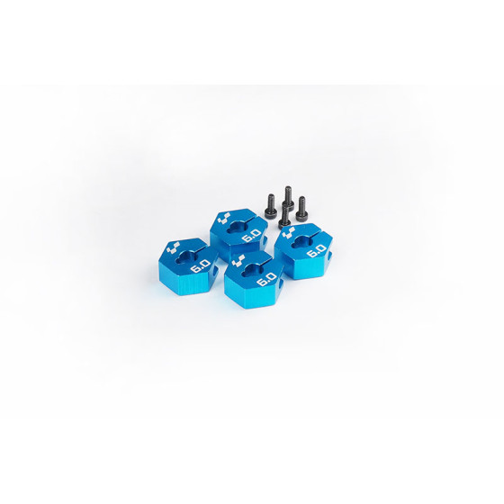 Koswork Tamiya 6mm Aluminum Clamping Wheel Hex (4) Blue