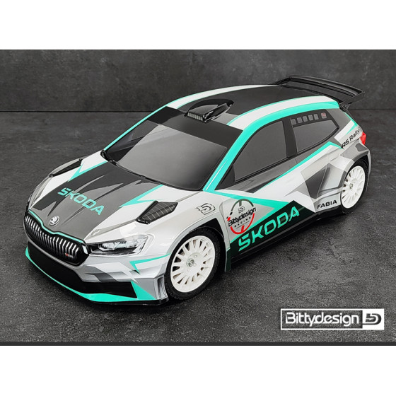 Bittydesign SKODA Fabia RS Rally2 1/10 190mm rally clear body, LightWeight 0,8mm (wing included)