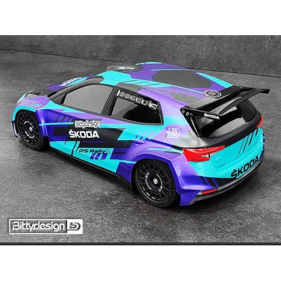 Bittydesign SKODA Fabia RS Rally2 1/10 190mm rally clear body, LightWeight 0,8mm (wing included)