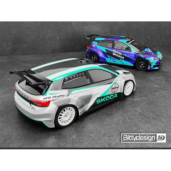 Bittydesign SKODA Fabia RS Rally2 1/10 190mm rally clear body, LightWeight 0,8mm (wing included)