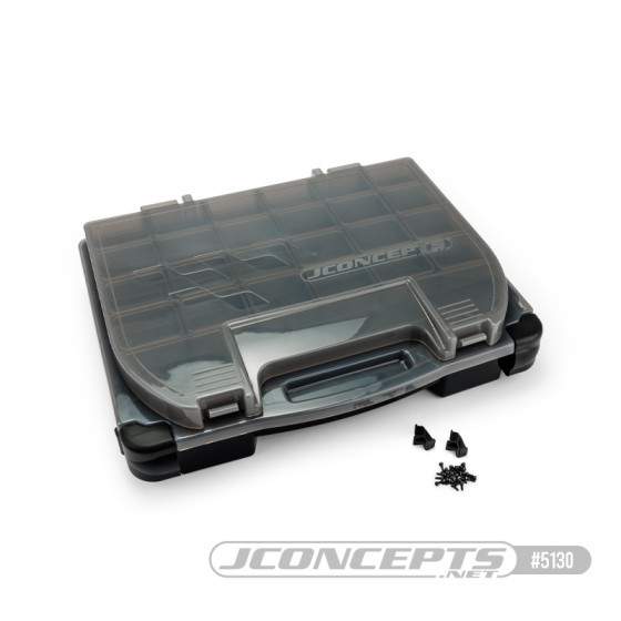 JConcepts tool box w/upper storage, black / smoke gray (~14.5 x 11 x 2.375 x upper storage)