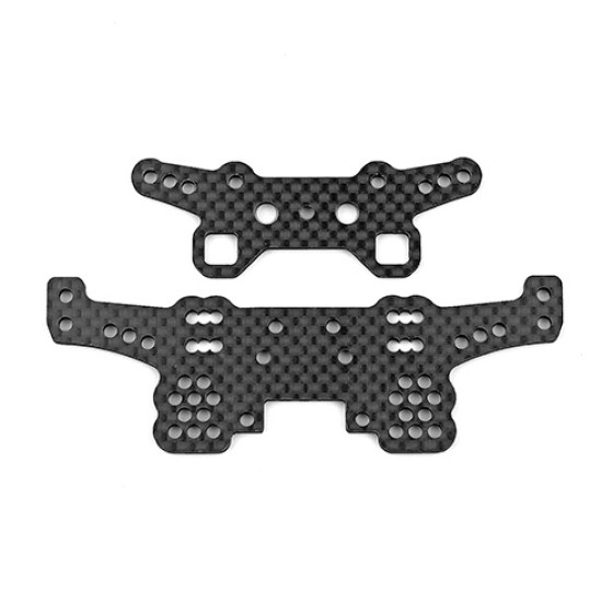 Team Associated DC10 Shock Towers, front and rear, carbon fiber