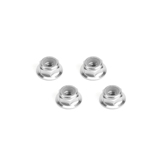 Hiro Seiko  4mm Alloy Flange Nylon Nut (Thin Type)  [Silver]