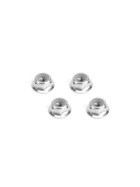 Hiro Seiko  4mm Alloy Flange Nylon Nut (Thin Type)  [Silver]