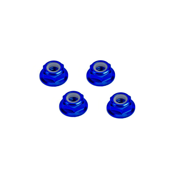 Hiro Seiko  4mm Alloy Flange Nylon Nut (Thin Type)  [Y-Blue]