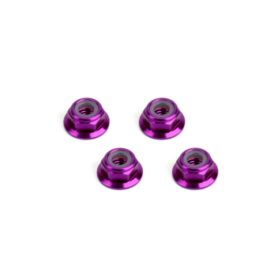 Hiro Seiko  4mm Alloy Flange Nylon Nut (Thin Type)  [Purple]