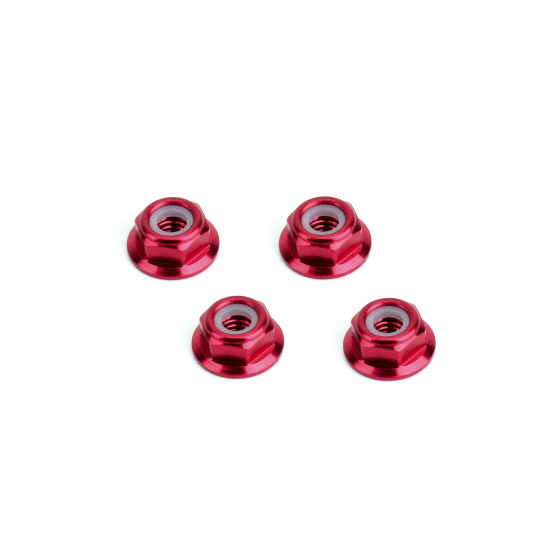 Hiro Seiko  4mm Alloy Flange Nylon Nut (Thin Type)  [Red]