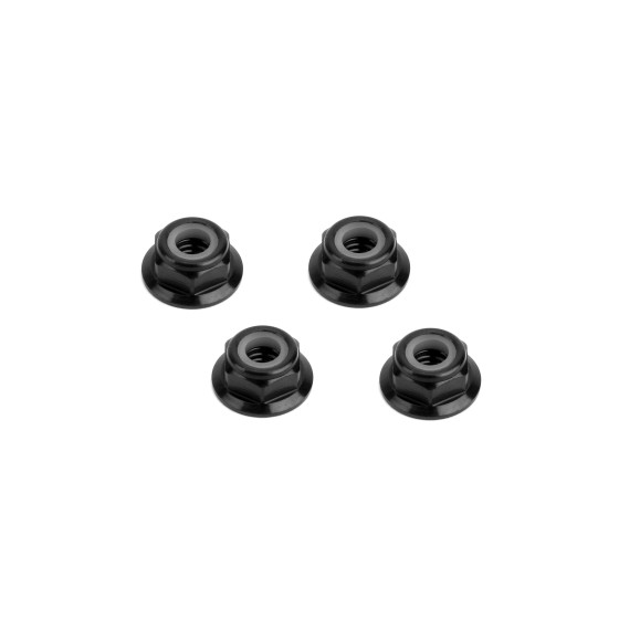 Hiro Seiko  4mm Alloy Flange Nylon Nut (Thin Type)  [Black]