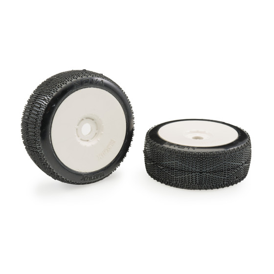 Matrix Nova Clay Soft 1:8 Buggy Tires Pre-glued (White Wheels | 2pcs)