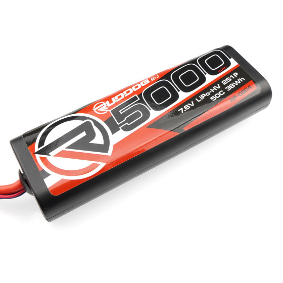 RUDDOG 5000mAh 50C 7.6V LiPo-HV Round Stick Pack Battery with T-Style Plug