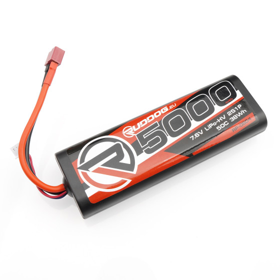 RUDDOG 5000mAh 50C 7.6V LiPo-HV Round Stick Pack Battery with T-Style Plug