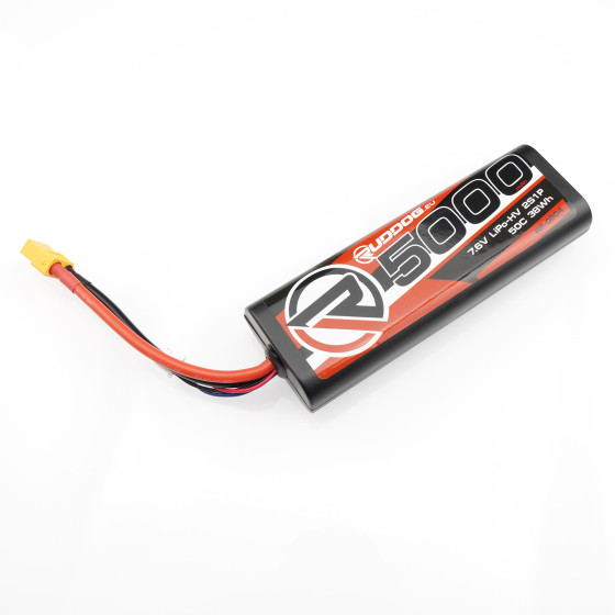 RUDDOG 5000mAh 50C 7.6V LiPo-HV Round Stick Pack Battery with XT60 Plug