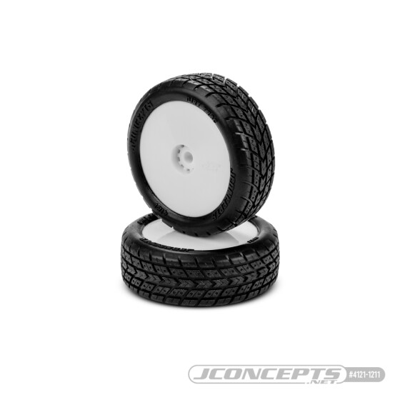 JConcepts Dirt Trac Mini - green compound, pre-mounted, white wheels (Fits - Mini-B front)