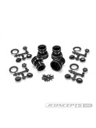 JConcepts Mini Tribute wheel w/hex adaptor, covers, mock bead lock, 4pc, - black
