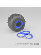 Jconcepts Tribute wheel beadlocks - blue - glue-on set, 4pc.(Fits - #3377 Tribute wheels)