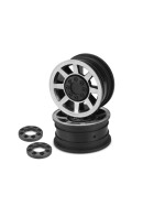 Jconcepts Vengeance - 1.9" Vaterra Ascender 12mm glue-on wheel - (black w/ silver face plating) - 2pc.