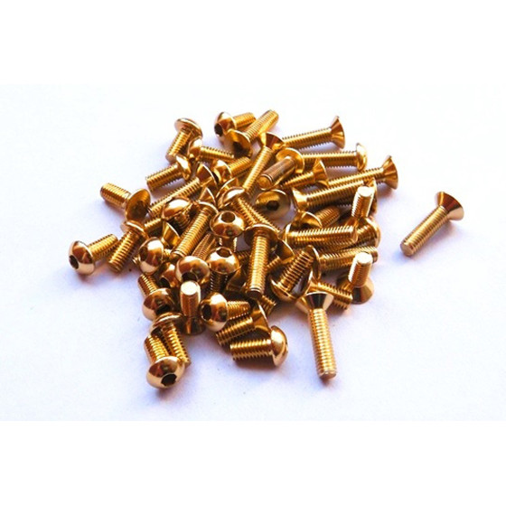 Hiro Seiko Alloy Hex Socket Button Head Screw M3x6  [Gold] (5pcs)