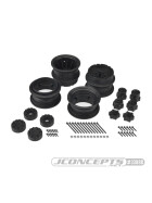 JConcepts Krimson Dually - 2.6" dual truck wheels w/ adaptors, covers - (black) - 2pc.