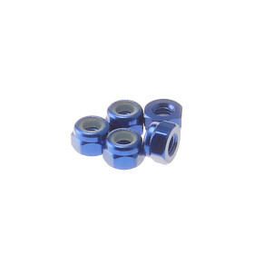 Hiro Seiko 3mm Alloy Nylon Nut  [Y-Blue] ( 5 pcs)