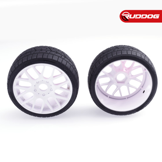 Sweep 1:8 EXP GT racing treaded glued tires 50deg. w/Belt(EVO16 white wheel), 2pcs