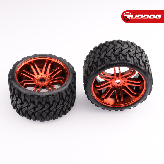 Sweep Terrain Crusher Offroad Beltedtire Red wheels 1/4 offset (146mm Diameter) 2pcs