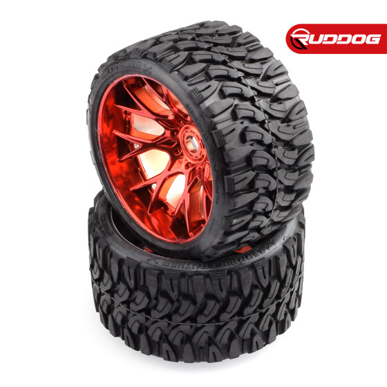 Sweep Terrain Crusher Offroad Belted tire Red wheels 1/2 offset W/ WHD 2pcs