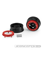 JConcepts Tremor, Slash narrow front wheel - black wheel / red beadlock - 2pc.