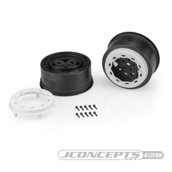 JConcepts Tremor, Slash rear, Slash 4x4 F&R wheel - black wheel / white beadlock - 2pc.