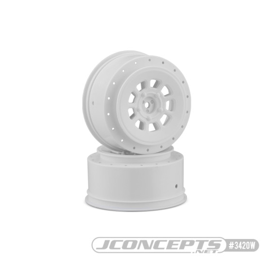 JConcepts 9-shot 12mm hex SC10 | SC6.1 +3mm offset wheel - white, 2pc.