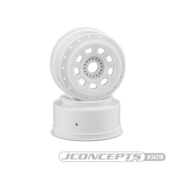 JConcepts 9-shot 17mm hex SCT tire wheel - white, 2pc.